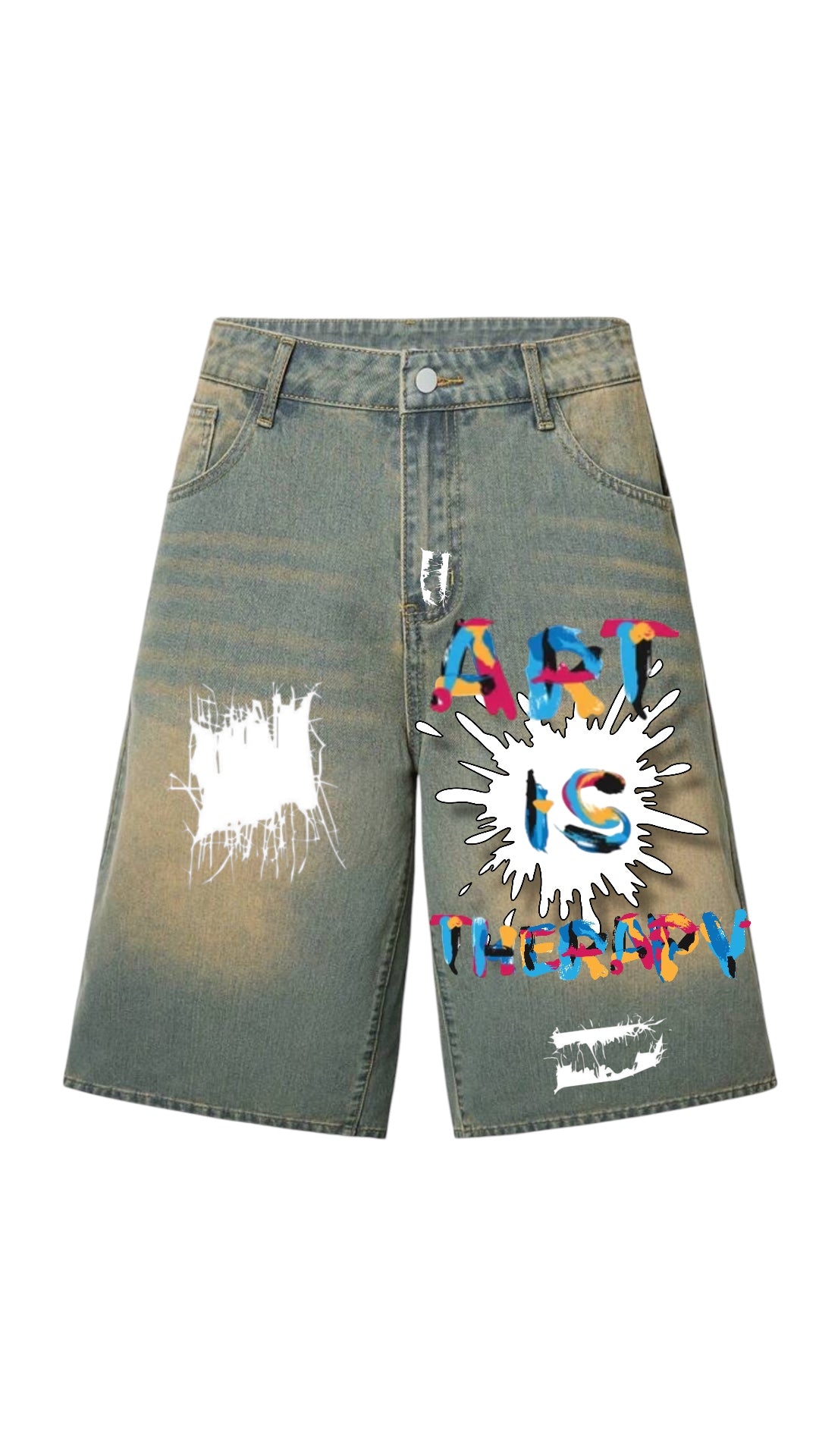 (Pre Order)LIGHT BLUE ART IS THERAPY JORTS